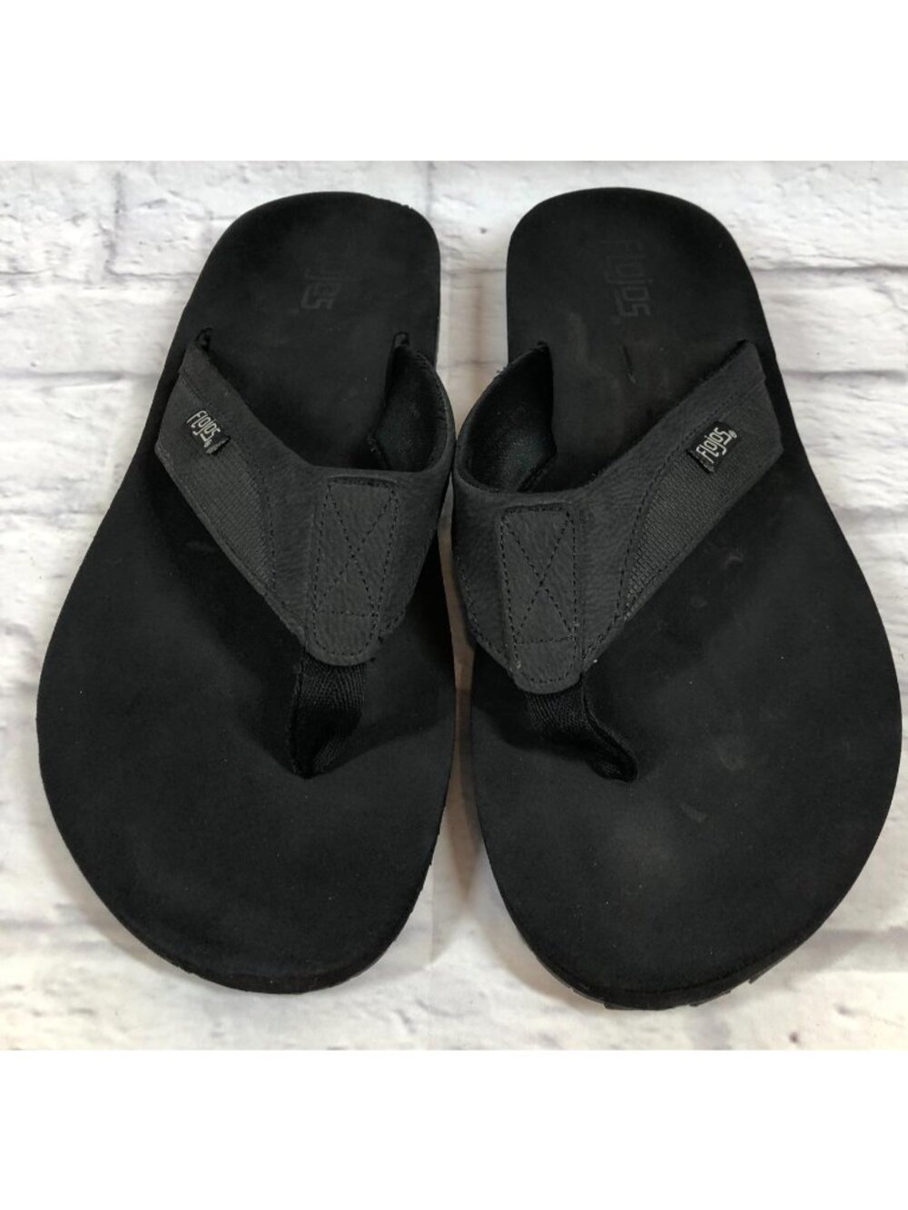 Flojos Mens 12 Black Memory Foam Thongs Flip Flops Sandals
